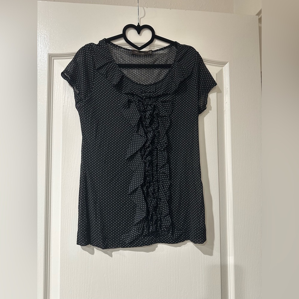 The Limited -Polka retro top-with ruffle-super cute!  Size M